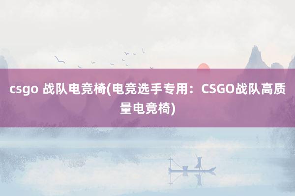 csgo 战队电竞椅(电竞选手专用：CSGO战队高质量电竞椅)