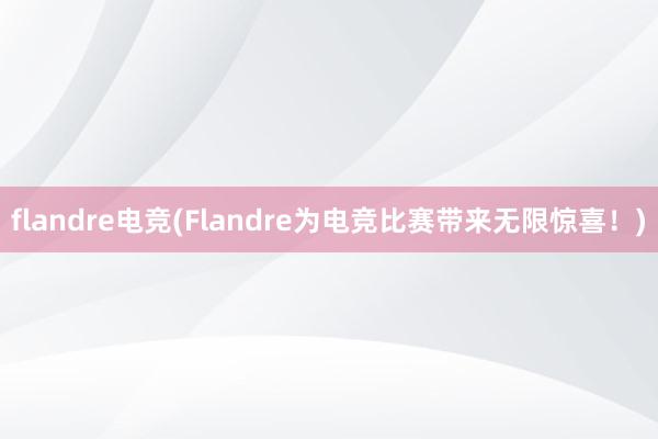 flandre电竞(Flandre为电竞比赛带来无限惊喜！)