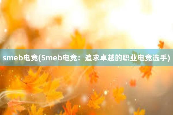 smeb电竞(Smeb电竞：追求卓越的职业电竞选手)