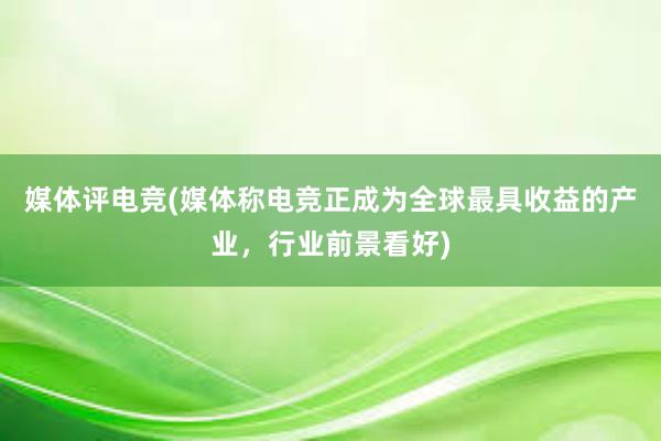 媒体评电竞(媒体称电竞正成为全球最具收益的产业，行业前景看好)