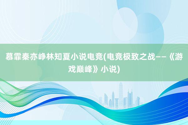 慕霏秦亦峥林知夏小说电竞(电竞极致之战——《游戏巅峰》小说)