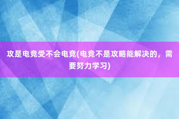 攻是电竞受不会电竞(电竞不是攻略能解决的，需要努力学习)