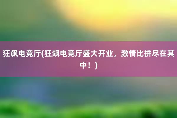 狂飙电竞厅(狂飙电竞厅盛大开业，激情比拼尽在其中！)