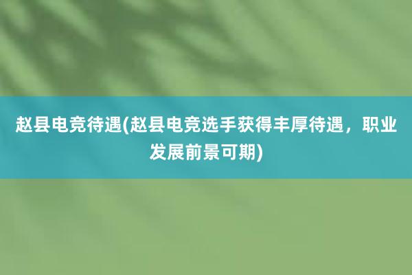 赵县电竞待遇(赵县电竞选手获得丰厚待遇，职业发展前景可期)