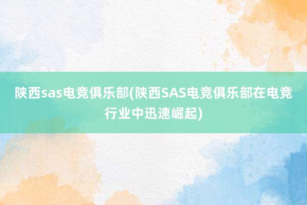 陕西sas电竞俱乐部(陕西SAS电竞俱乐部在电竞行业中迅速崛起)