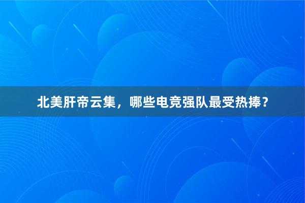 北美肝帝云集，哪些电竞强队最受热捧？