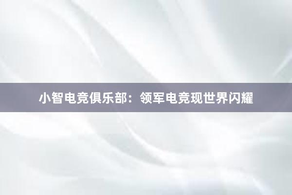 小智电竞俱乐部：领军电竞现世界闪耀