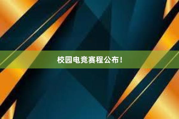 校园电竞赛程公布！