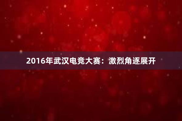 2016年武汉电竞大赛：激烈角逐展开