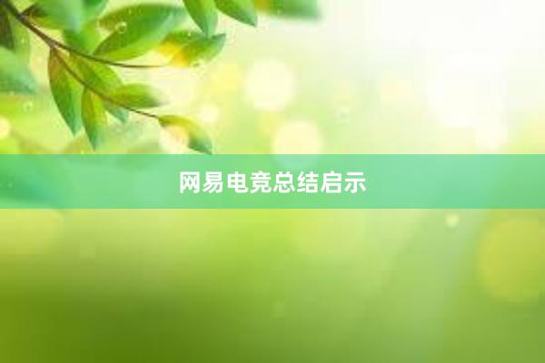 网易电竞总结启示