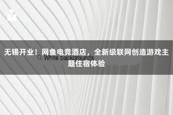 无锡开业！网鱼电竞酒店，全新级联网创造游戏主题住宿体验